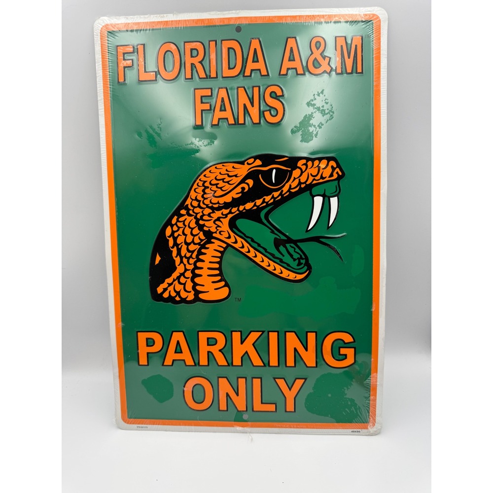 Florida A&M Rattlers Fans Parking Only Metal Sign NCAA FAMU Green Orange  12x18